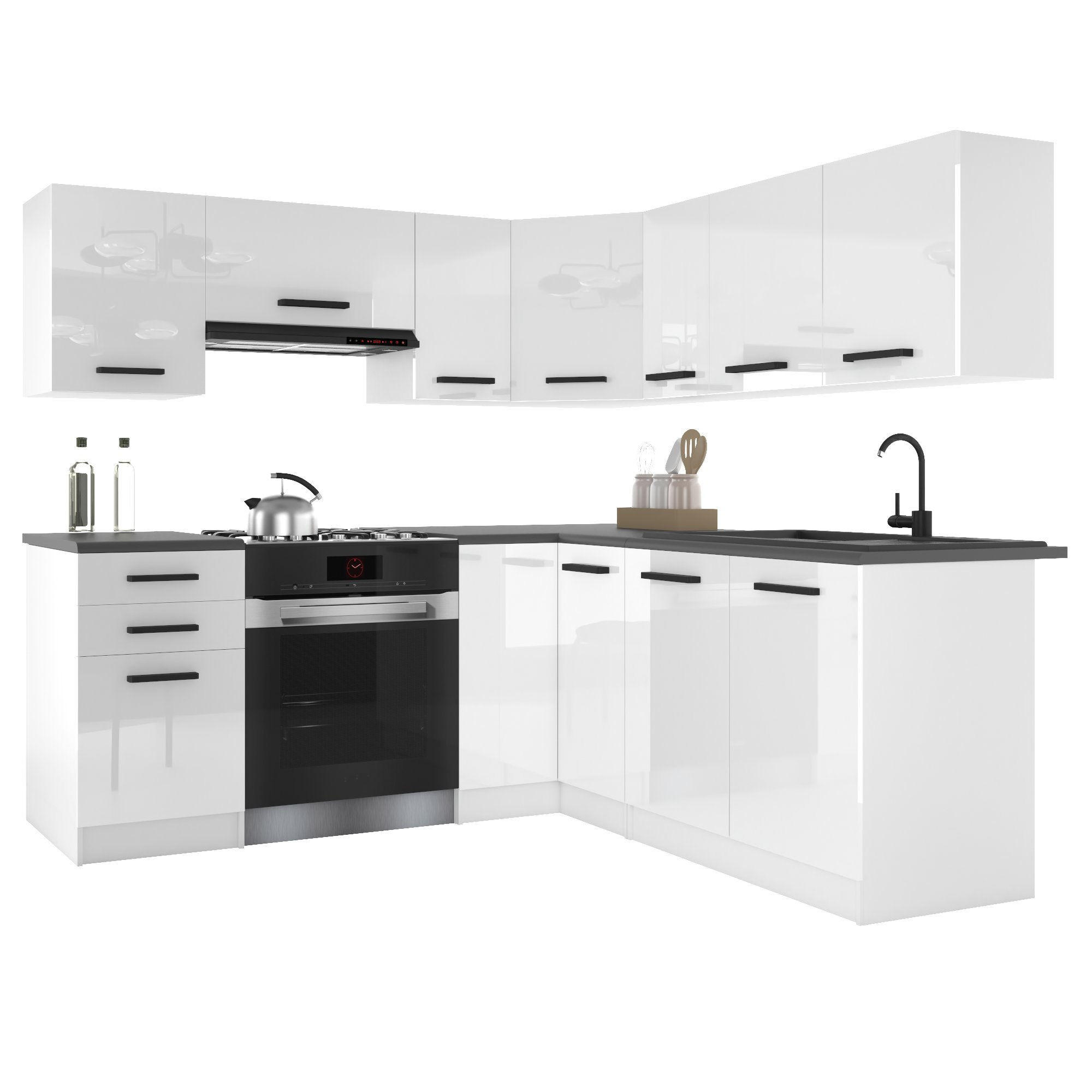 KUCHYNSKÁ linka Italia 6 360 cm, s pracovnou doskou, biela, vysoký lesk - biela s vysokým leskom, drevo (360/143/60cm) - B BELINI GROUP