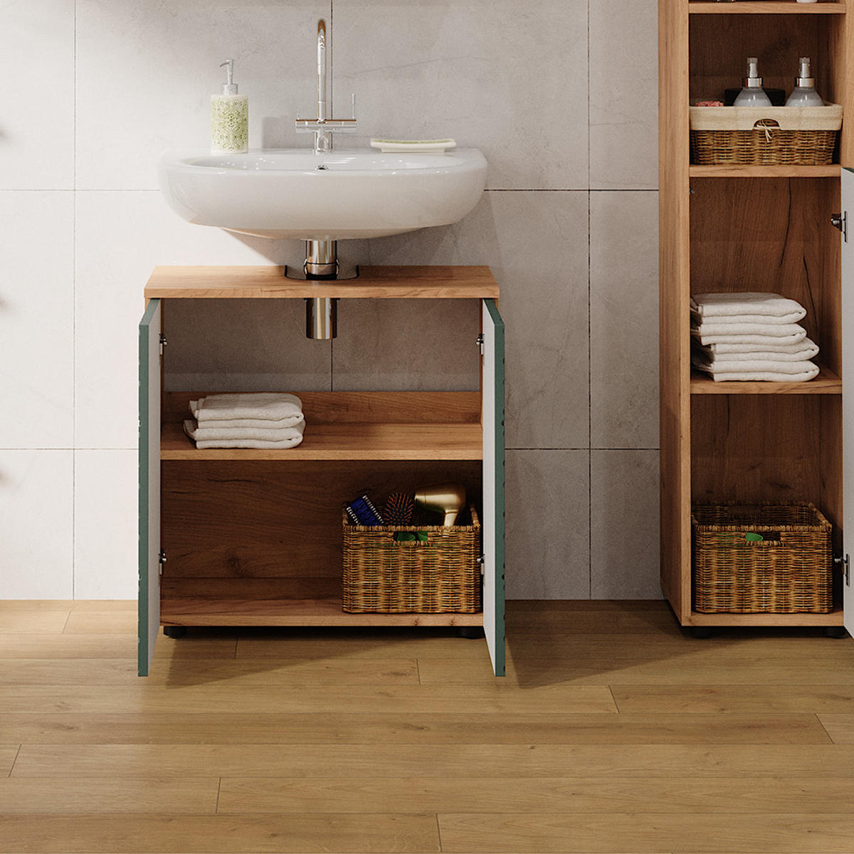 WASCHBECKENUNTERSCHRANK Irma Grün 60 x 59 cm - Grün, Holzwerkstoff (60/59/30cm) - Vicco