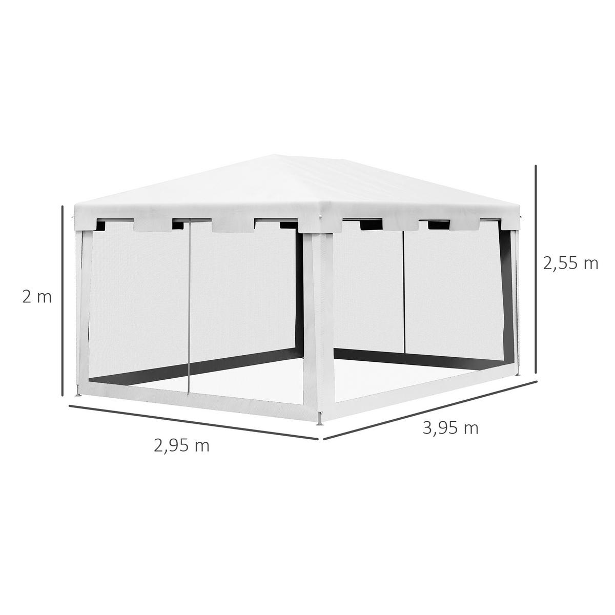 PAVILLON Partyzelt Metall PE Weiß - Weiß, Kunststoff/Metall (295/255/395cm) - Outsunny