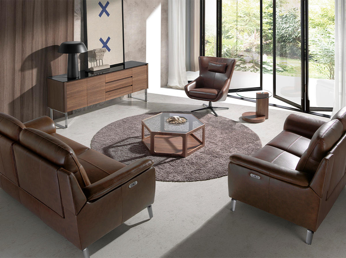 SESSEL Leder Braun, Grau 76 / 90 / 100 cm - Dunkelgrau/Braun, Leder (76/100/90cm) - ANGEL CERDA