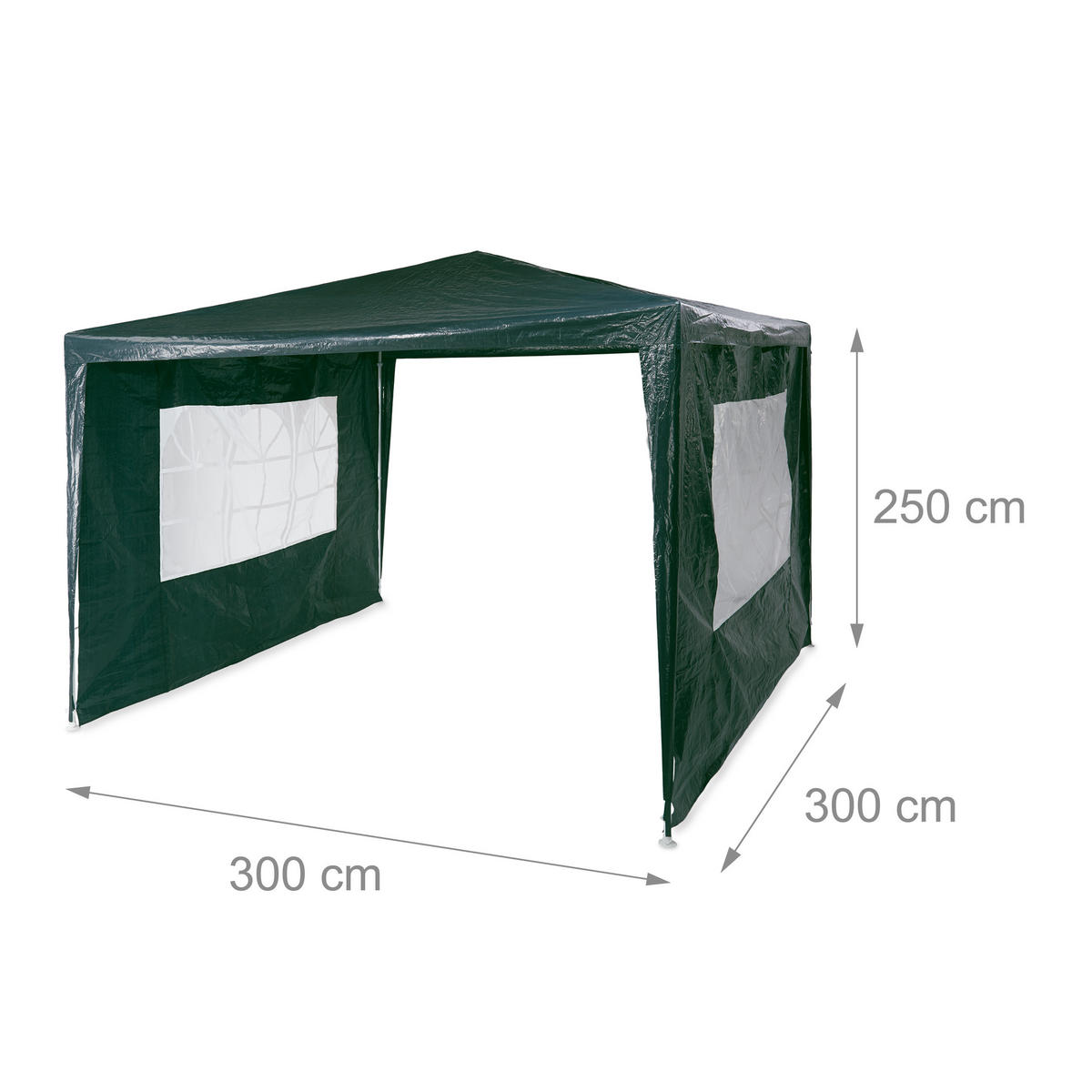 PAVILLON 3x3m - Dunkelgrün, Kunststoff/Metall (300/250/300cm) - Relaxdays