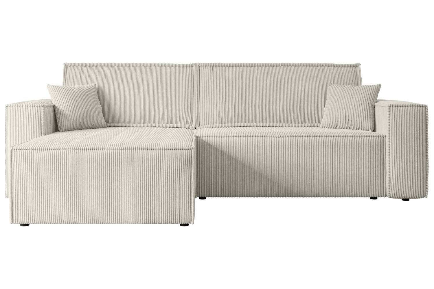 ECKSOFA mit Schlaffunktion und Bettkasten CELTIC-XL - 277x143x83 cm Hellgrau Cord - Hellgrau/Schwarz, Holzwerkstoff/Kunststoff (277/143cm) - ALTDECOR