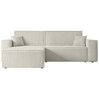 ECKSOFA mit Schlaffunktion und Bettkasten CELTIC-XL - 277x143x83 cm Hellgrau Cord - Hellgrau/Schwarz, Holzwerkstoff/Kunststoff (277/143cm) - ALTDECOR