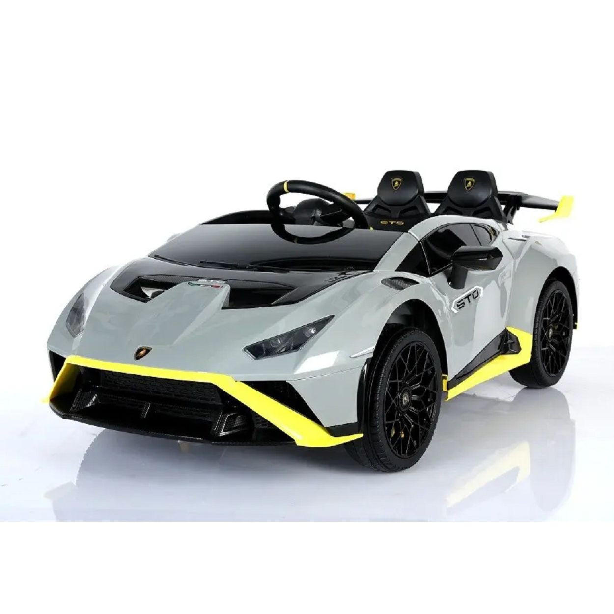 KINDER ELEKTROAUTO Lamborghini Huracan STO hellgrau EVA-Reifen, Kunstledersitz, lizenziert, 24V Akku, Fernbedienung - Grau, Kunststoff (117/69/43cm) - Es-Toys