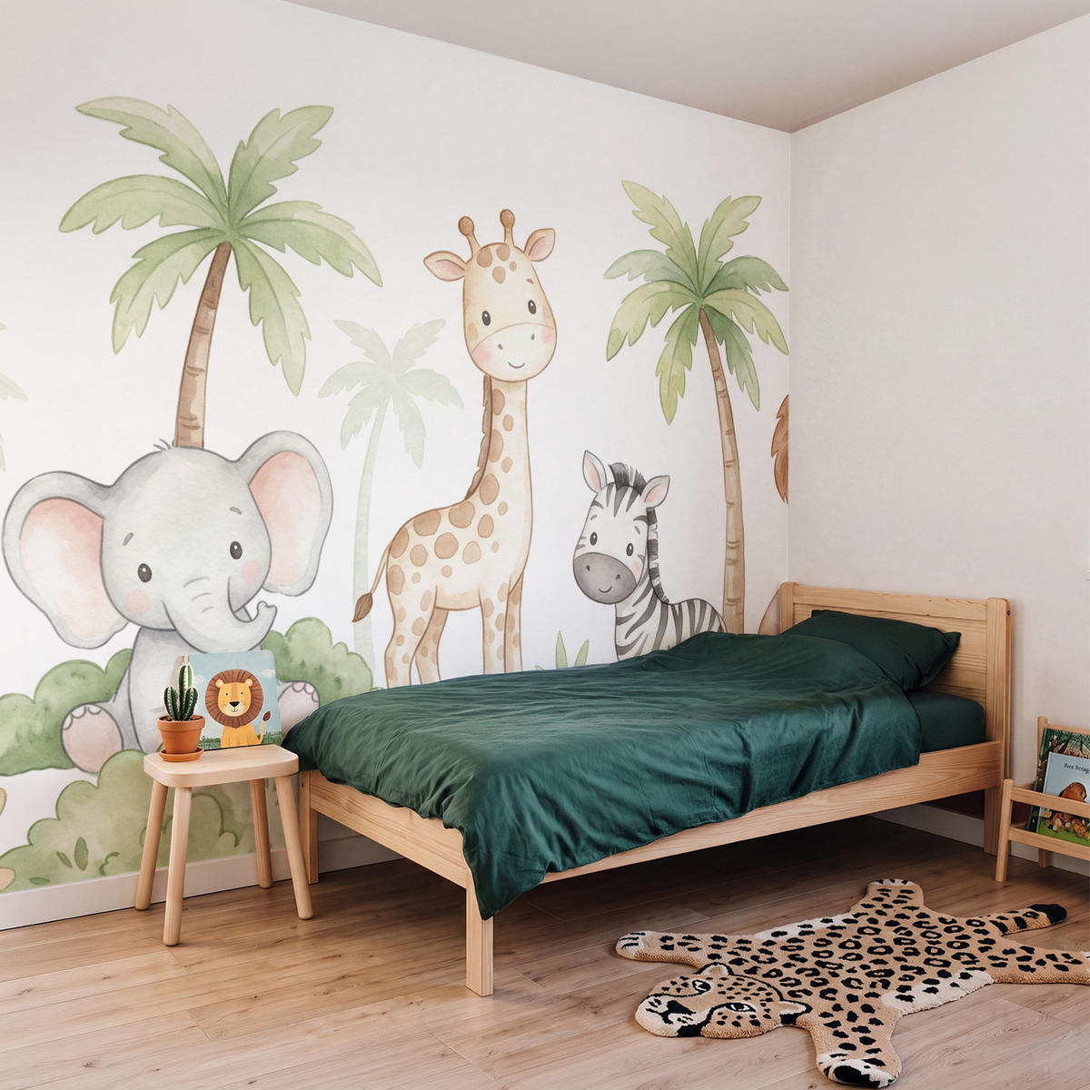 KINDERTAPETE - Tiere - Dschungel - Pastell - 260x220 cm - Weiß, Papier (260/220cm) - OnlyWow