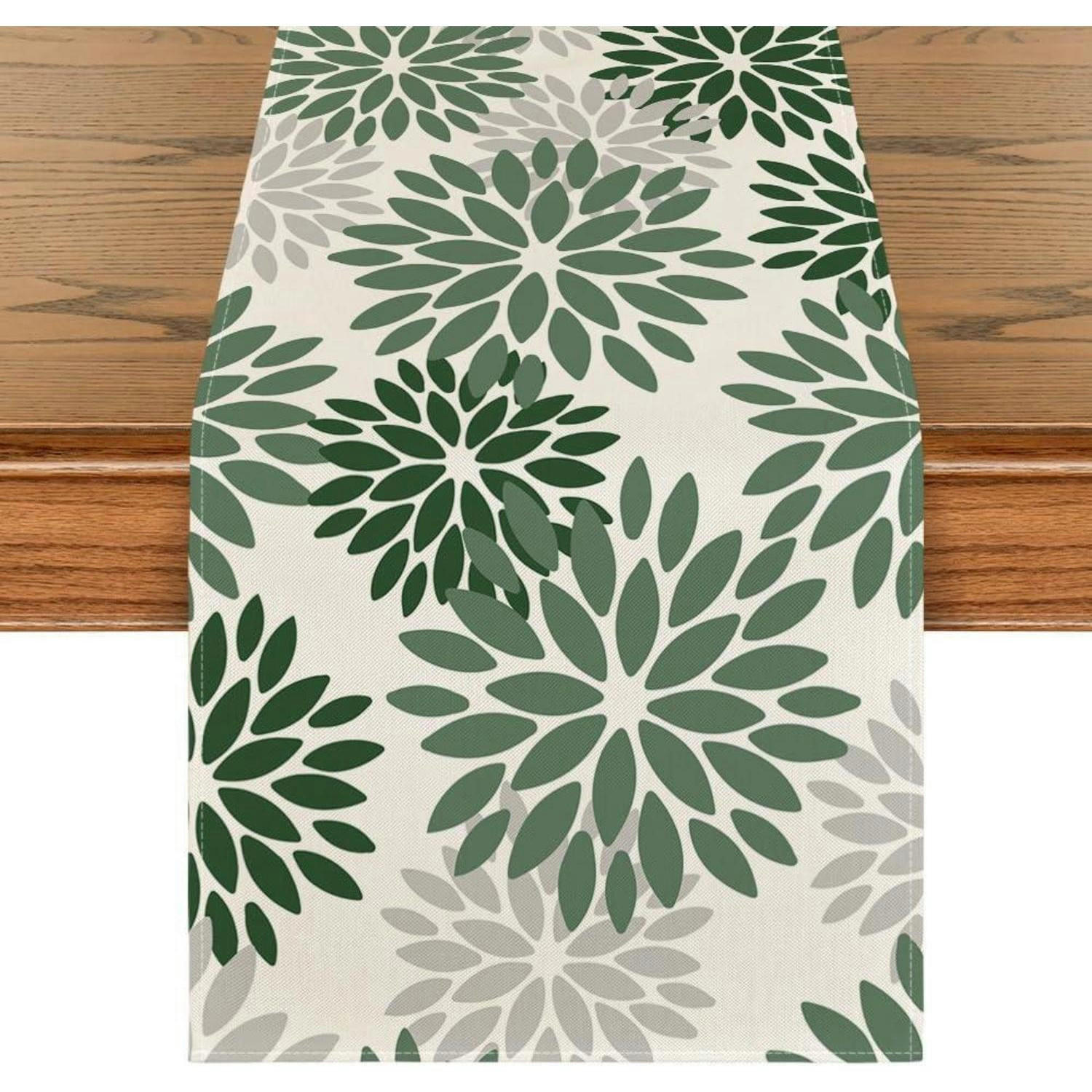TISCHLÄUFER Blumen Wald Grün 40 x 140 cm - Grün, Textil (140/40/1.5cm)