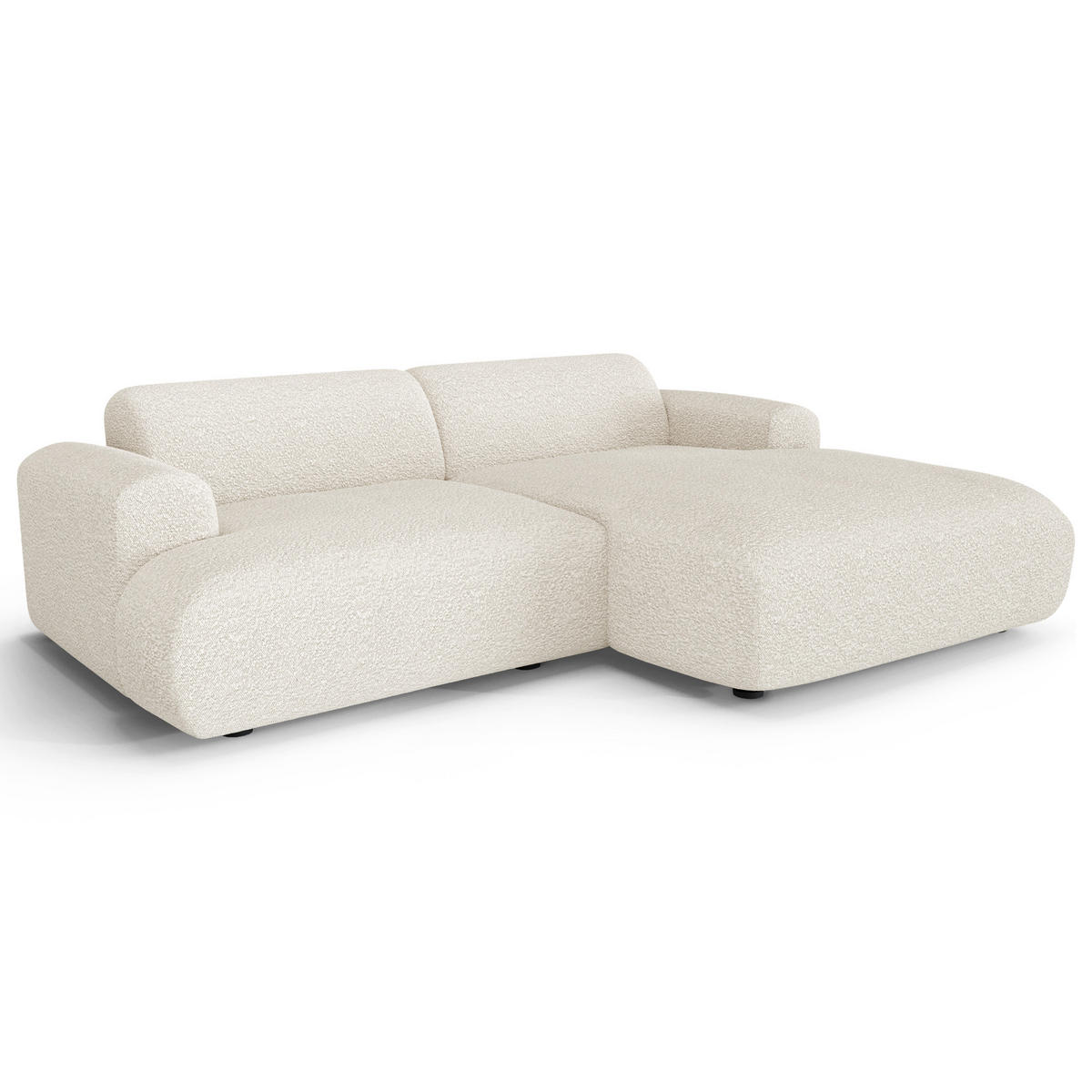 ECKSOFA RECHTS Bouclé-Stoff Creme 266cm - Creme, Textil (266/165cm) - Sia Home