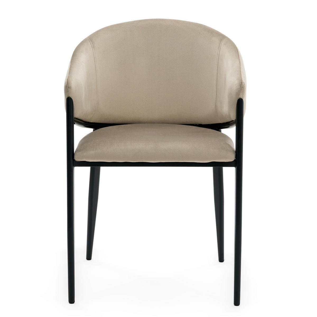 STUHL BUENO gespolsterter - dunkelbeige - Glamour Velour Samt - Beige/Schwarz, Textil/Metall (57/81/59cm) - NEW HOME