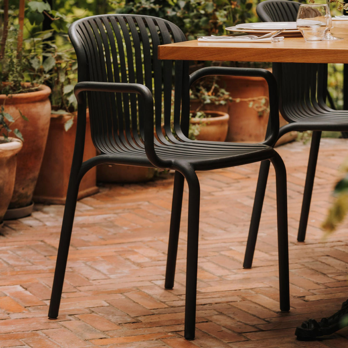 GARTENSTUHL FICCARI 4-er Set, Anthrazit - Anthrazit, Kunststoff (57.5/82.5/53cm) - KONSIMO®