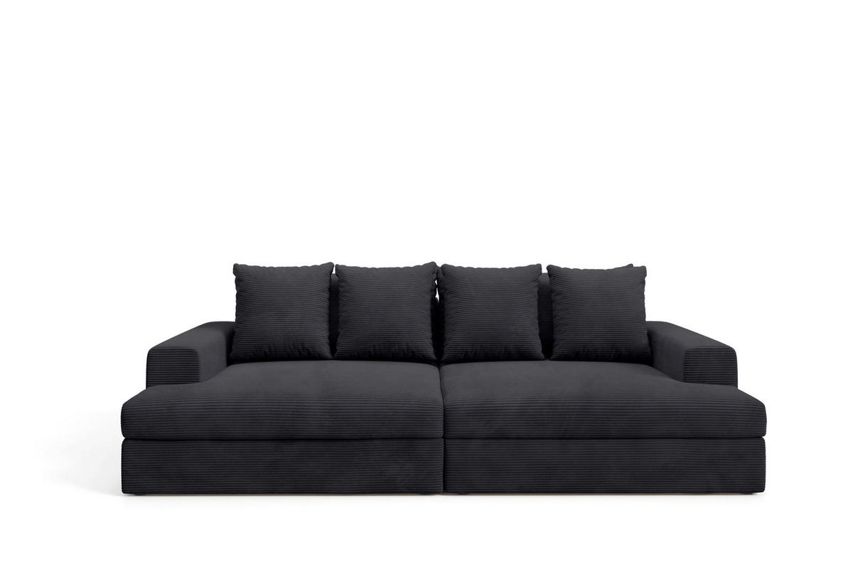 SOFA 4-Sitzer Cord Schwarz - Schwarz, Textil (167/42/272cm) - Furnisell