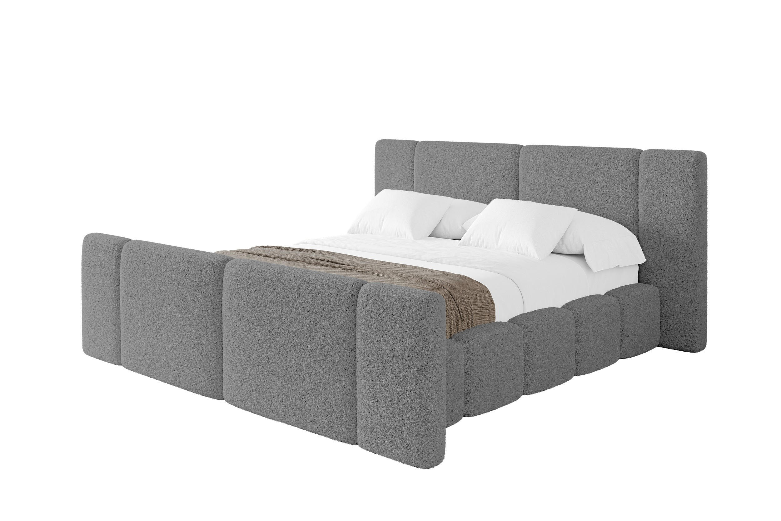 POLSTERBETT mit Bettkasten, Fußteil und Lattenrost, Boxbett ohne Matratze - NILO-Z 160x200 Grau - Grau, Holzwerkstoff/Textil (160/200cm) - ALTDECOR