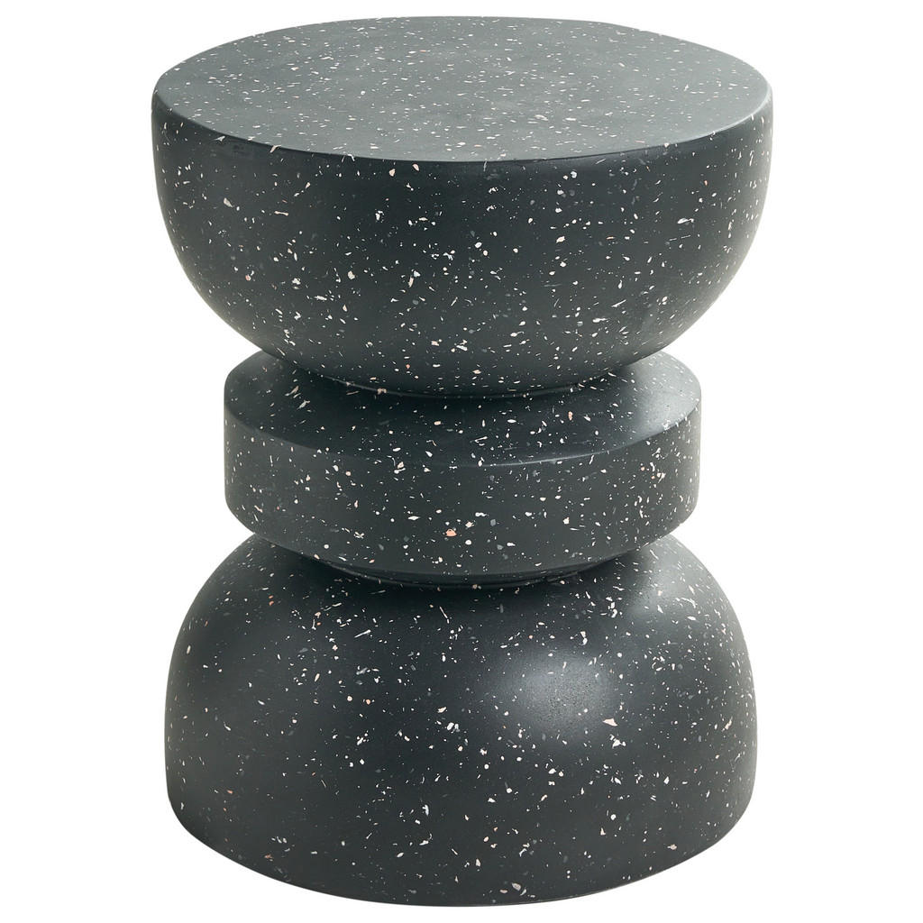 Beliani PŘÍSTAVNÝ STOLEK 37/37 cm Terrazzo Look Terrazzo Černý Faliro