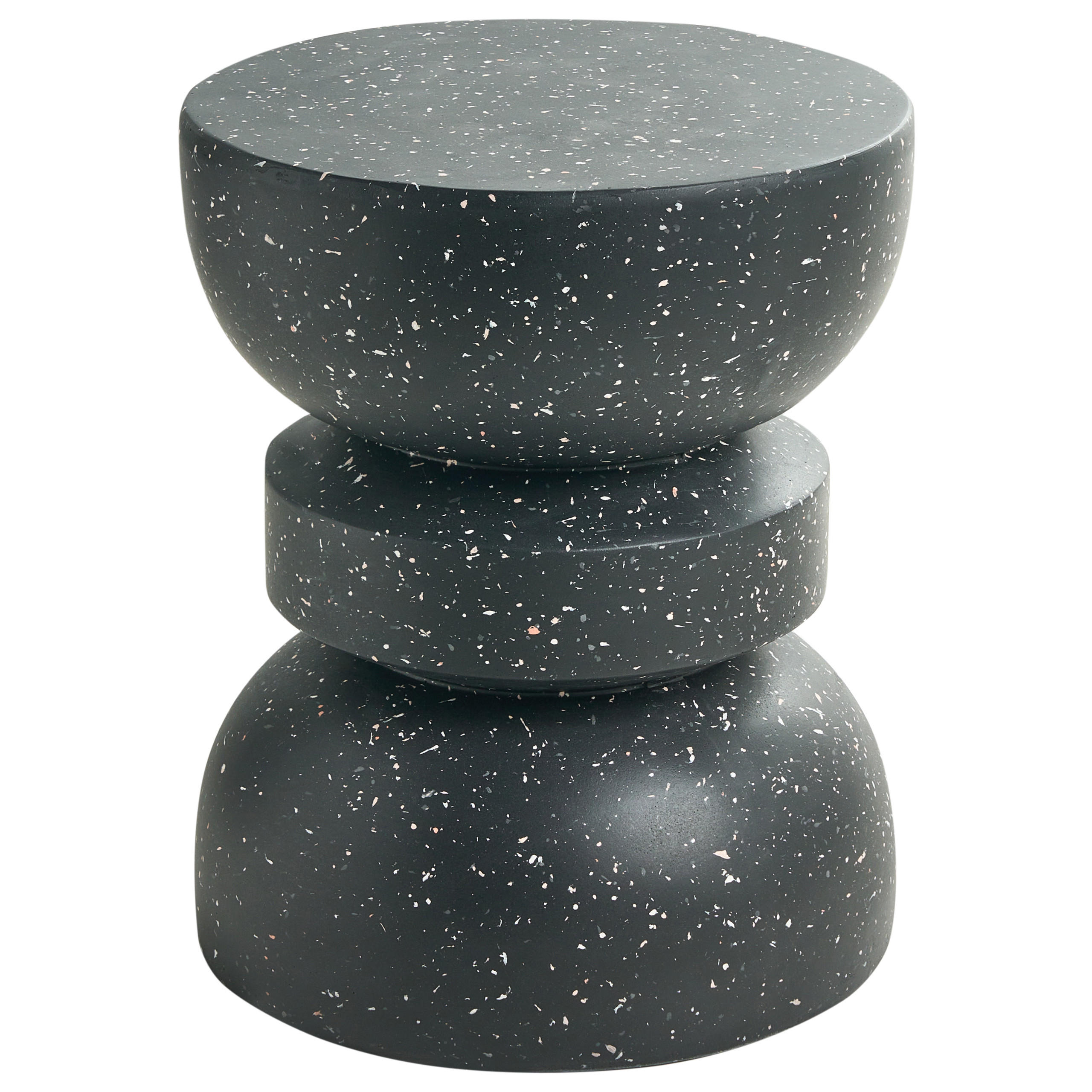 BEISTELLTISCH 37/37 cm Terrazzo Optik Terrazzo Schwarz Faliro - Schwarz, Keramik (37/37/45cm) - Beliani