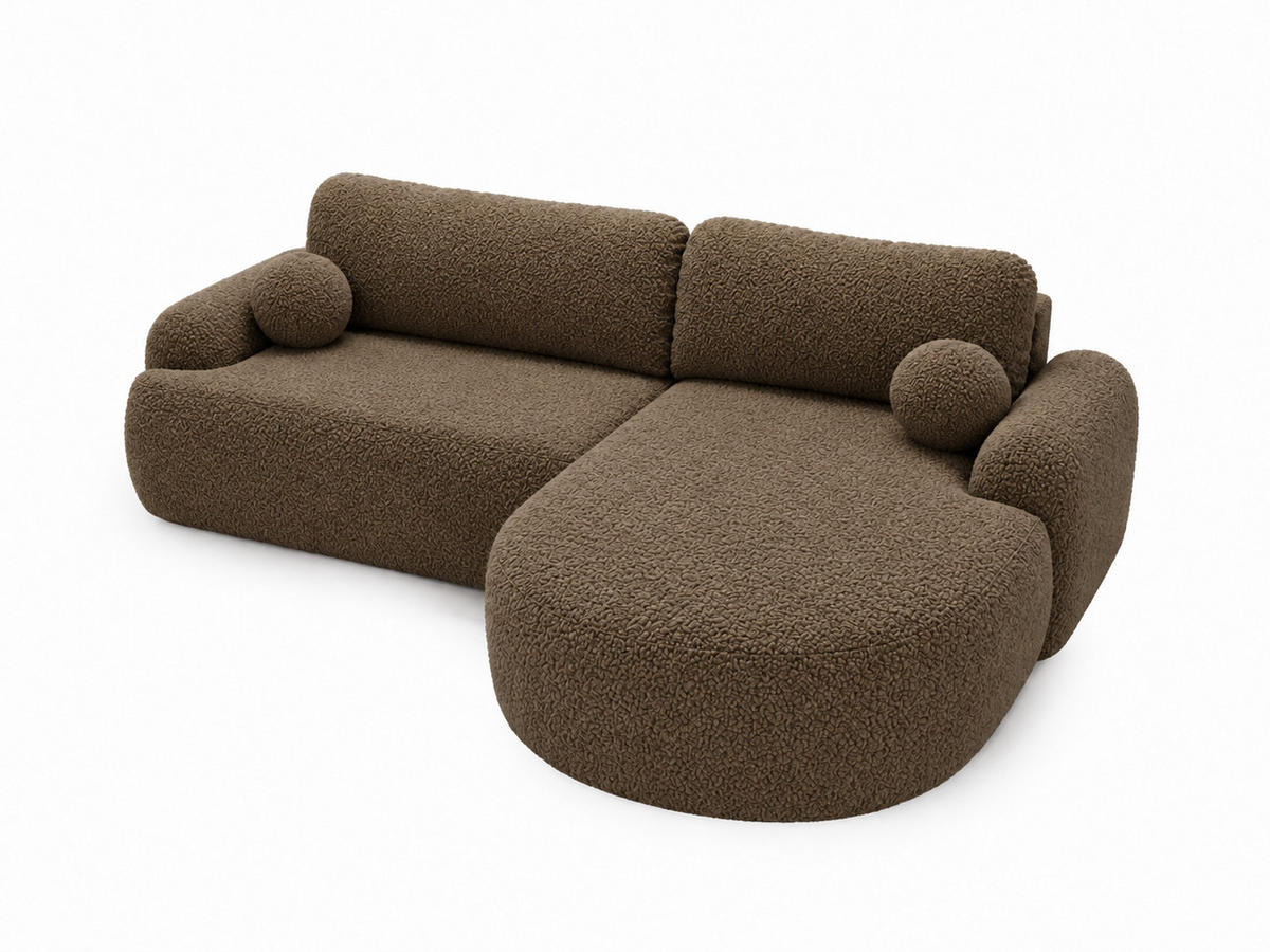 ECKSOFA Aurio Dunkelbraun Rechts - Dunkelbraun, Holz/Textil (261/177cm) - Graingold
