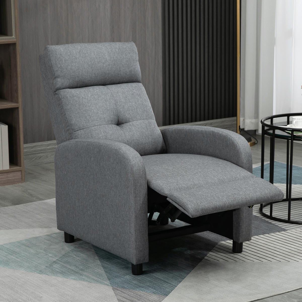 RELAXSESSEL mit Liegefunktion, Grau - Grau, Textil (67/98/87cm) - HOMCOM