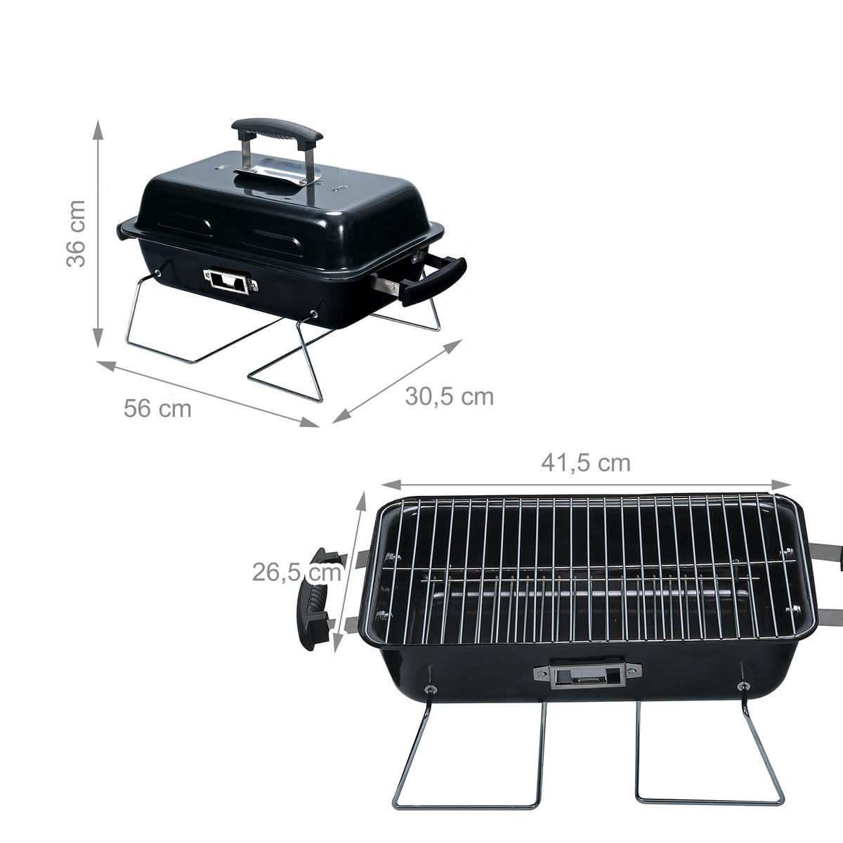 TISCHGRILL - Schwarz, Kunststoff/Metall (56/36/30.5cm) - Relaxdays