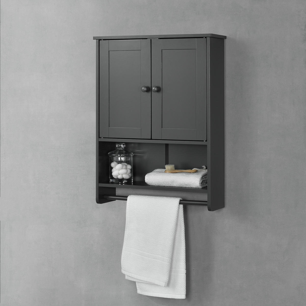 HÄNGESCHRANK Steyr - Dunkelgrau, Holzwerkstoff (48.7/65/14.5cm) - [en.casa]