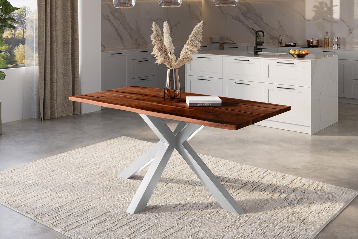 ESSTISCH POLLY - Silberfarben/Braun, Holz (80/140/77cm) - SAM