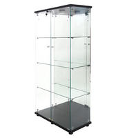 VITRINENSCHRANK 80/36/164 cm mit LED-Beleuchtung, 4 Ebenen Glasvitrine mit 2 Glastüren - Schwarz, Glas (36/164/80cm) - PARAFTA HOME