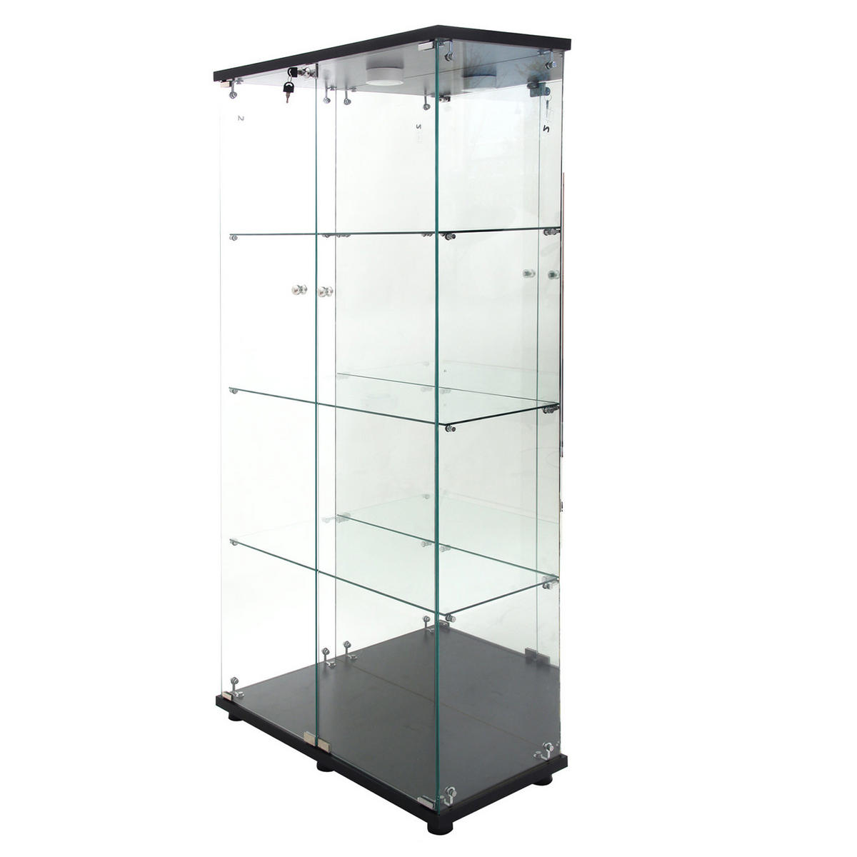 GLASVITRINE Standvitrine, 4 Lagen Glas Vitrine Vitrinenschrank, Schwarz - Schwarz, Glas (36/164/80cm)