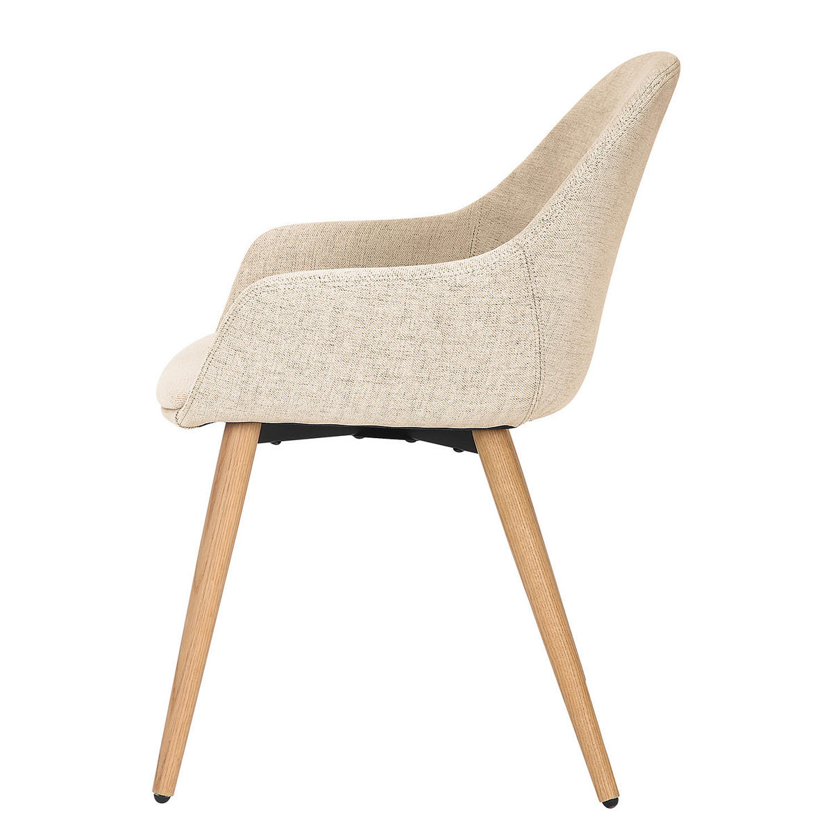 POLSTERSTUHL - Leinen / Eiche massiv, 2er-Set - Eichefarben/Creme, Holz (58/84/61cm) - home24