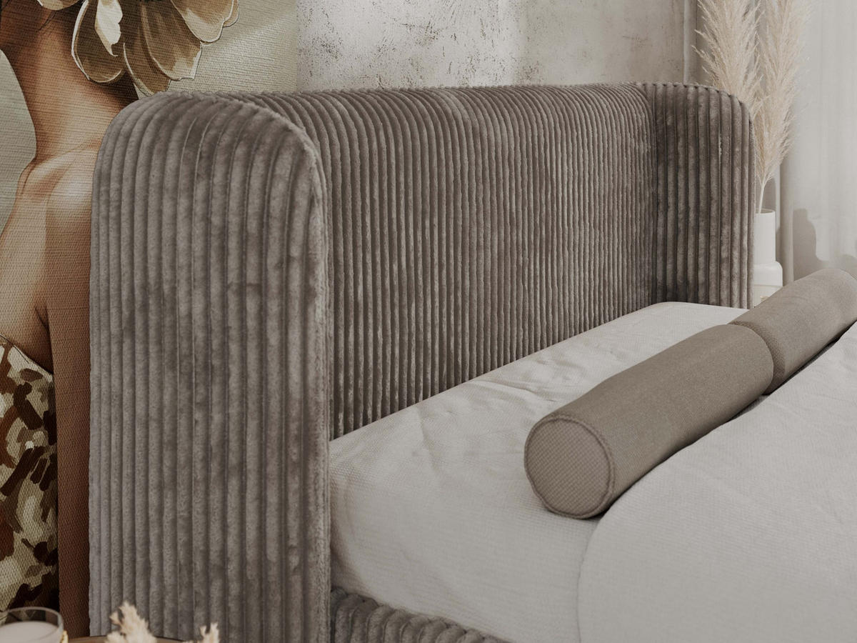 POLSTERBETT EMORA CLASSIC DUO 200/200 - Hellbraun Cord - Schaum-Matratze - Hellbraun, Textil (200/200cm) - MKS