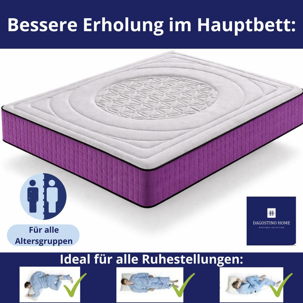 KALTSCHAUMMATRATZE Life Flower H3/H4 90x190 - Weiß, Textil (90/190cm) - Dagostino Home