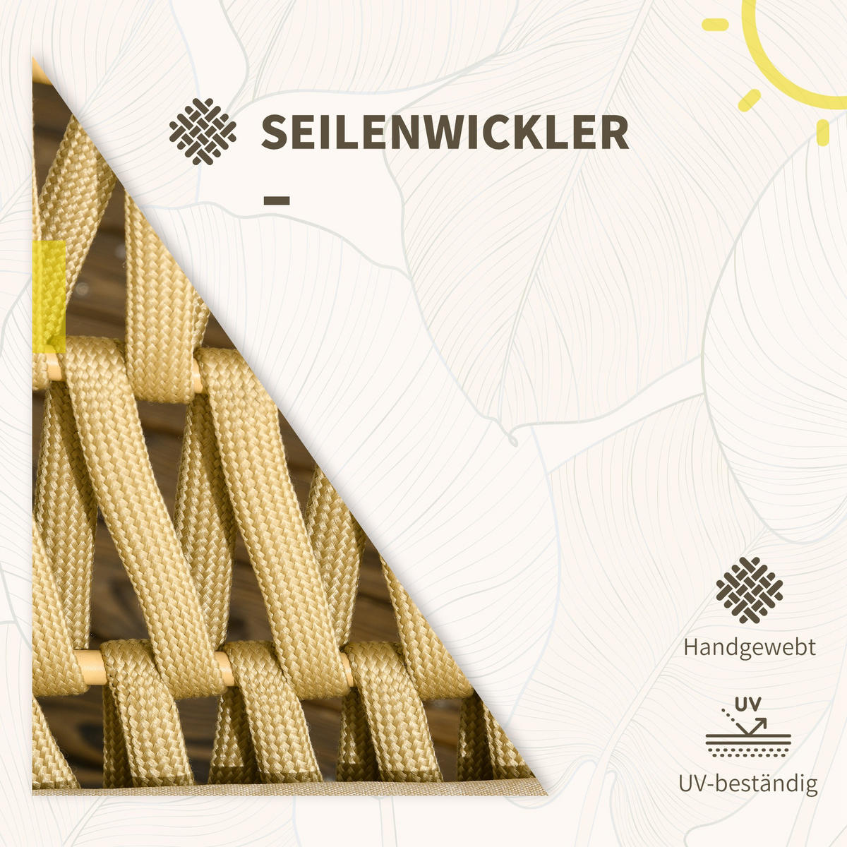 GARTENMÖBEL-SET mit Kissen, für Garten, Terrasse, Stahl, Khaki - Naturfarben, Kunststoff - Outsunny