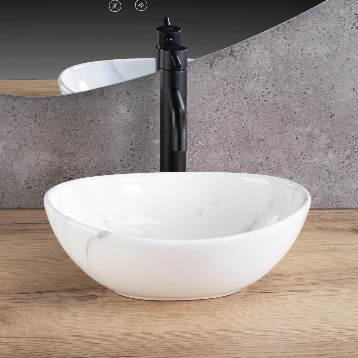 AUFSATZWASCHBECKEN Rea Sofia Mini Cloudy - Grau, Keramik (26.5/12/34.5cm) - REA