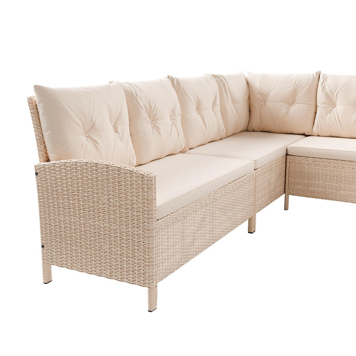 LOUNGEGARNITUR Manacor creme, sand inkl. Abdeckung - Beige, Kunststoff/Metall - Juskys
