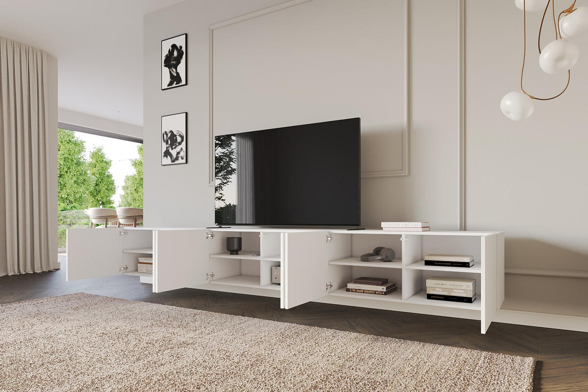 LOWBOARD ELIO-W 3x100x40x41 cm - Weiß - Weiß, Holzwerkstoff (300/40/41cm) - ALTDECOR