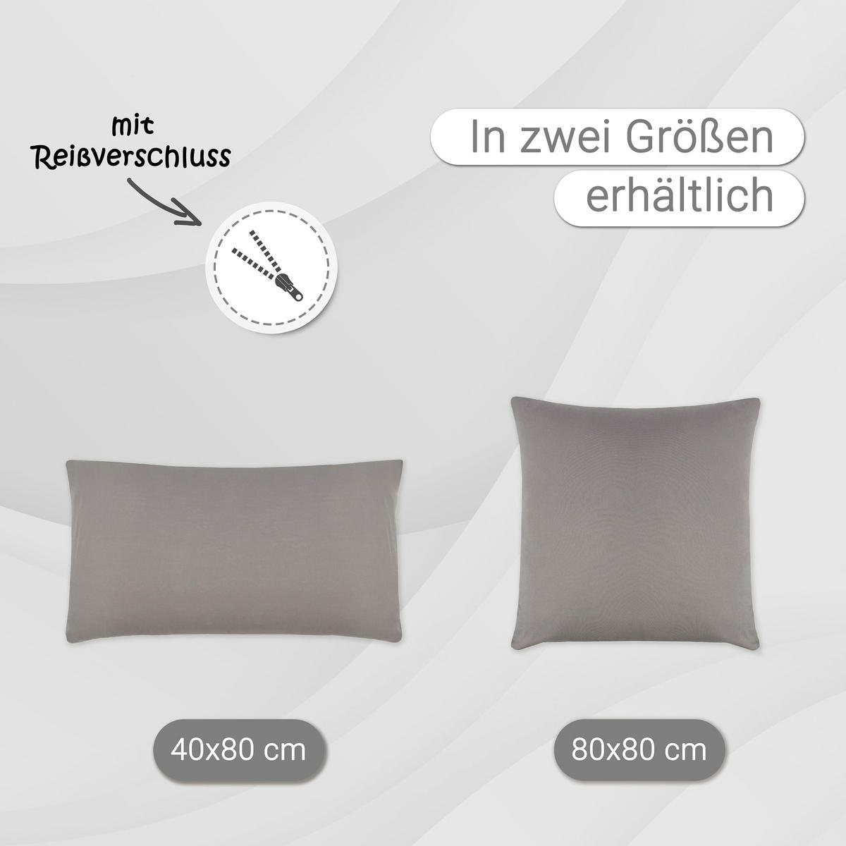 KISSENBEZUG, 2er-Set, 80x80 cm, 100% Baumwolle, Grau - Taupe, Textil (80/80cm) - Zollner
