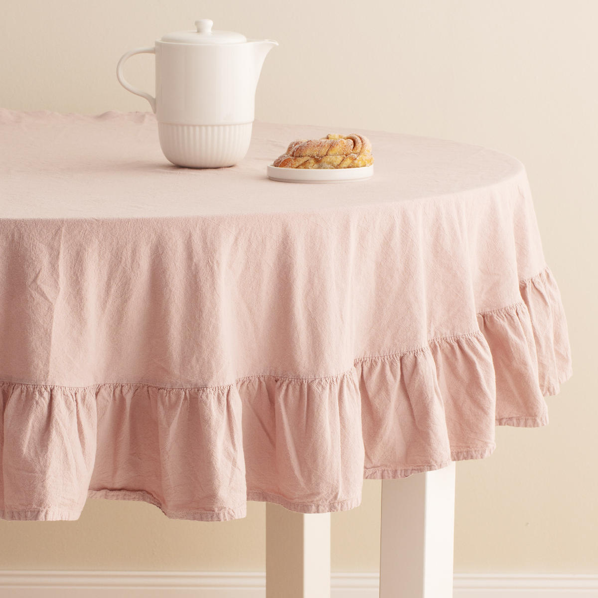 TISCHDECKE Falbines - Hellrosa, Textil (160cm) - home&you