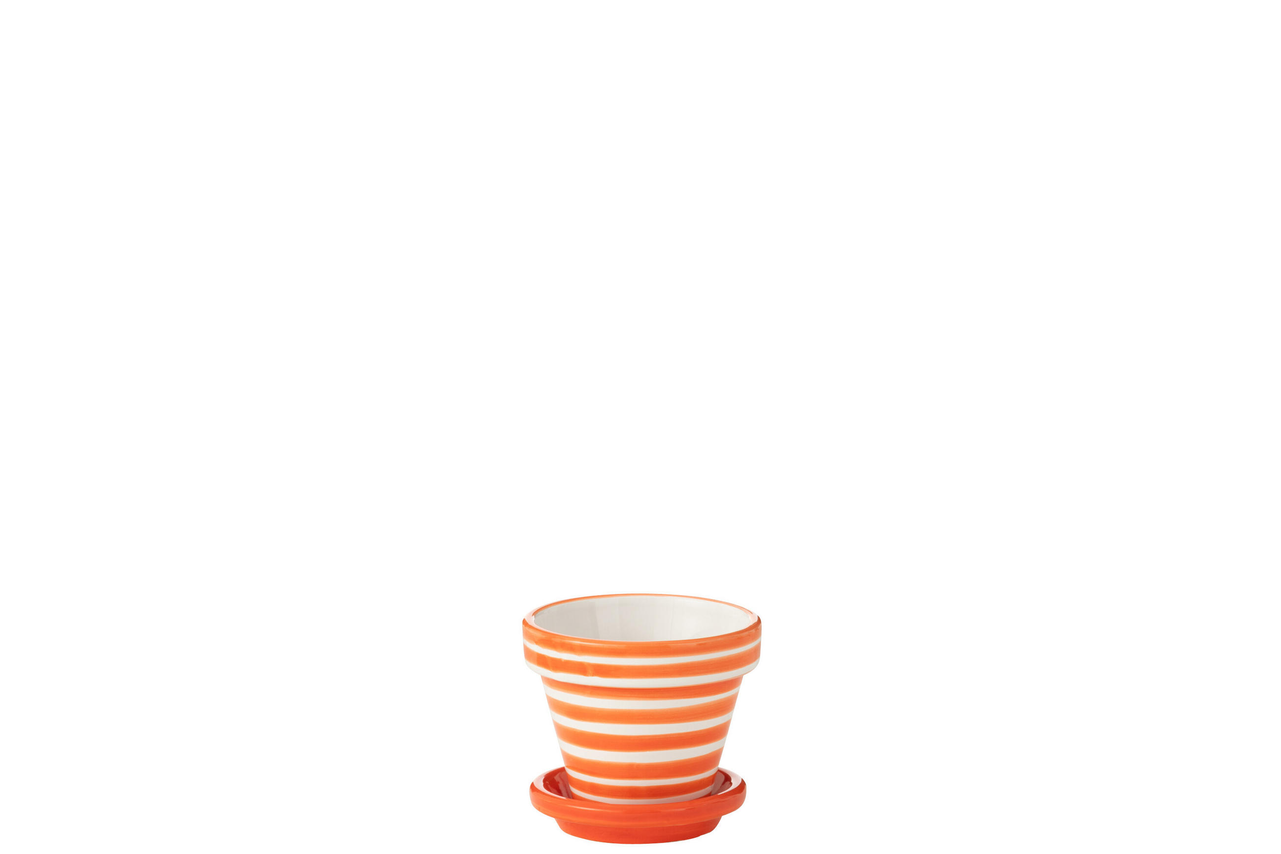 BLUMENTOPF GRANADA STRIPES - Töpferei - Orange - XS - Ø 17 cm - Multicolor, Keramik (17/15cm) - J-Line