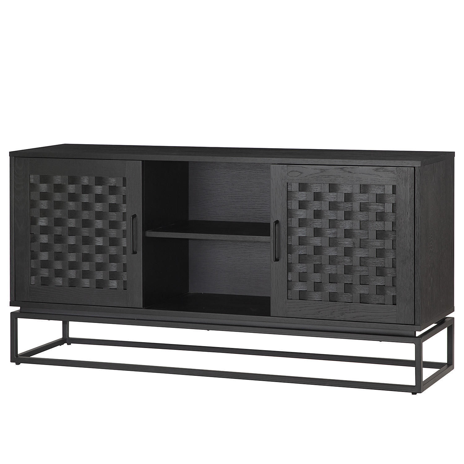SIDEBOARD mit 2 Türen - Holzwerkstoff / Metall - Schwarz, Holzwerkstoff/Metall (150/75/40cm) - home24