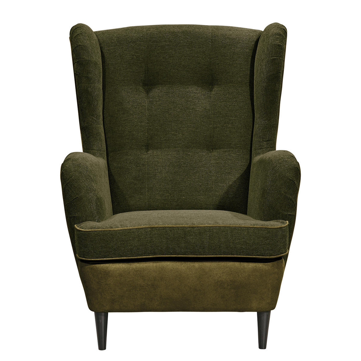SESSEL - Schwarz/Olivgrün, Holzwerkstoff/Buchenholz (78/102/98cm) - home24