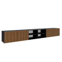 TV-SCHRANK Schwarz Catania Eiche Rillenoptik Offen Mit Regalen 300 cm - Braun, Holzwerkstoff (300/41/40cm) - Sepro Meble
