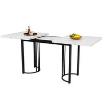 ESSTISCH 140-179,5/75,5/80 cm Schwarz/Weiß aus MDF und Metall mit Ausziehfunktion - Weiß, Holzwerkstoff (140/80/75.5cm) - OKMYHOME
