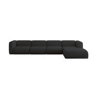 ECKSOFA Ottomane Rechts MIRA-L3 409x179x70 Schwarz Velours - Anthrazit/Schwarz, Holzwerkstoff/Kunststoff (409/179cm) - ALTDECOR