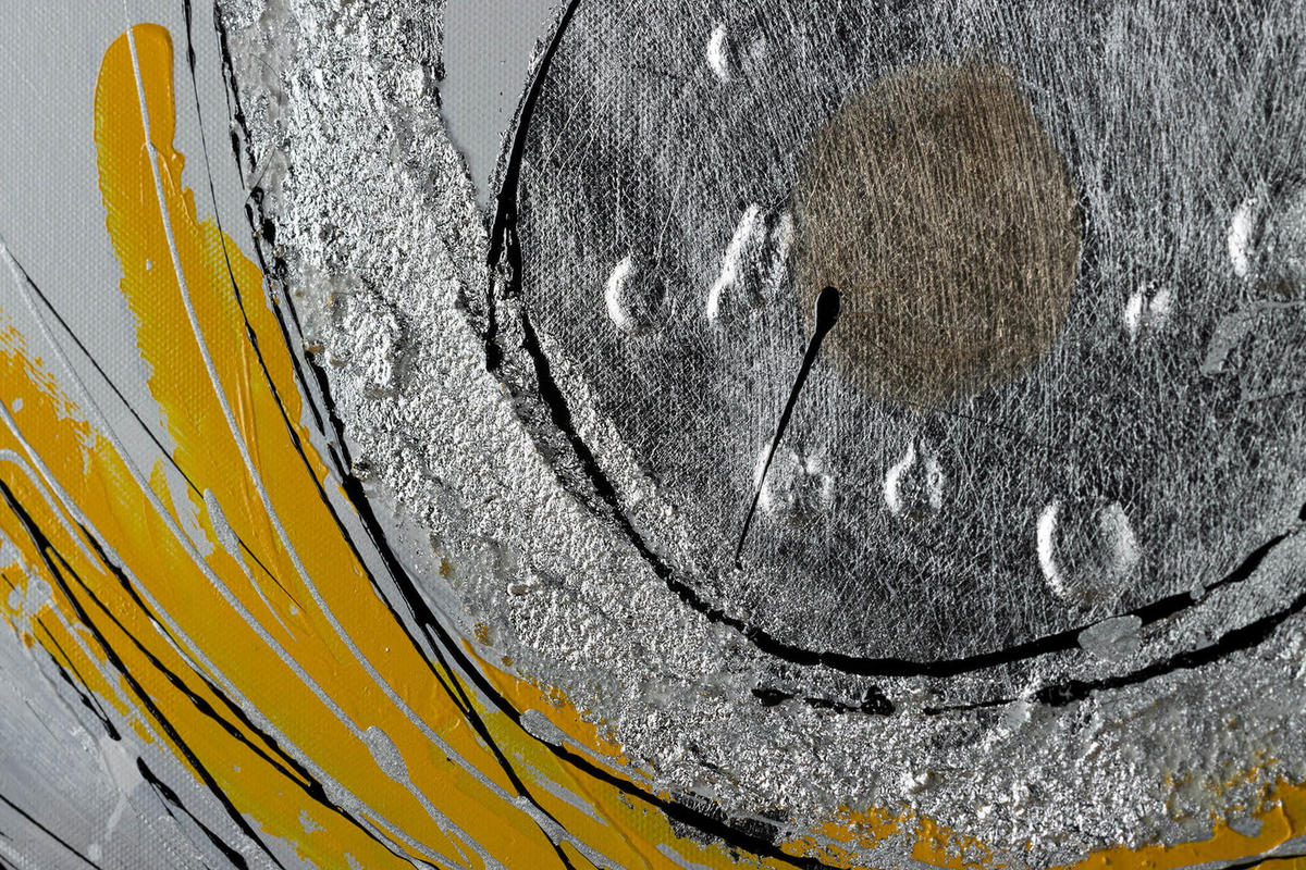 ACRYLBILD HANDGEMALT 150/50 cm - Gelb/Silberfarben, Holz/Textil (2/50cm) - KUNSTLOFT