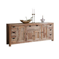 SIDEBOARD Sheesham 210x42x85 grau geölt NATURE GREY #080 - Grau, Holz (210/85/42cm) - Massivmoebel24