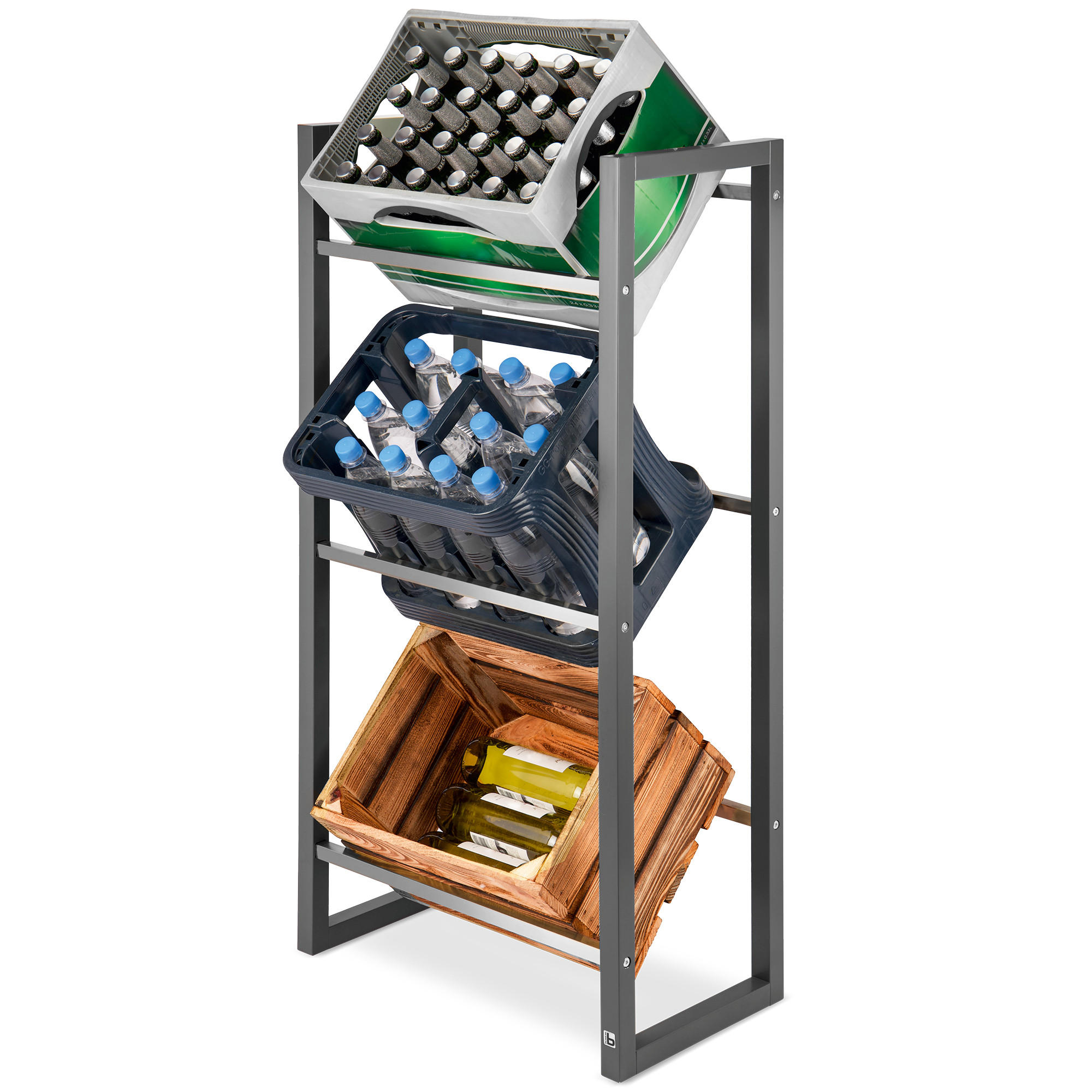 GETRÄNKEREGAL Mattis Anthrazit - Anthrazit, Naturmaterialien/Bambusholz (55/112/32cm) - BoMoe