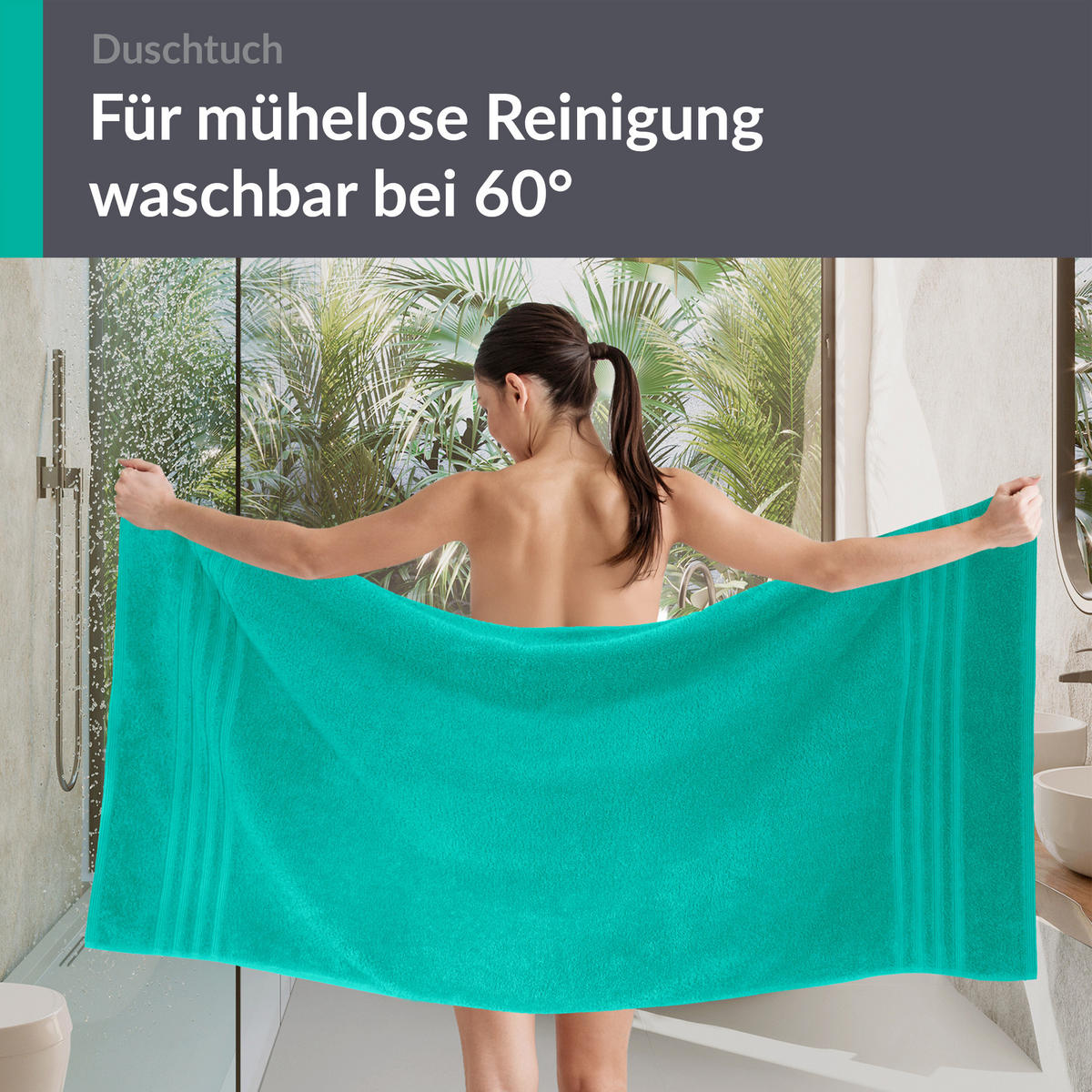 DUSCHTUCH London Meeres Türkis 2er Set 70x140 - Hellgrün, Textil (70/140cm) - Lashuma
