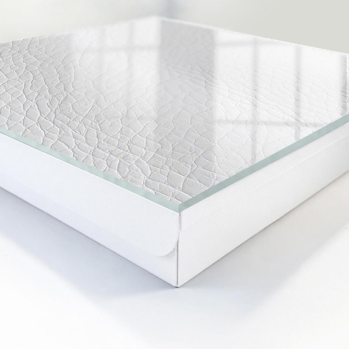 SCHLÜSSELBOX Weiß 30x30 cm – Türöffnung nach rechts - Helle Hautstruktur - Weiß, Metall (30/30/5cm) - TULUP