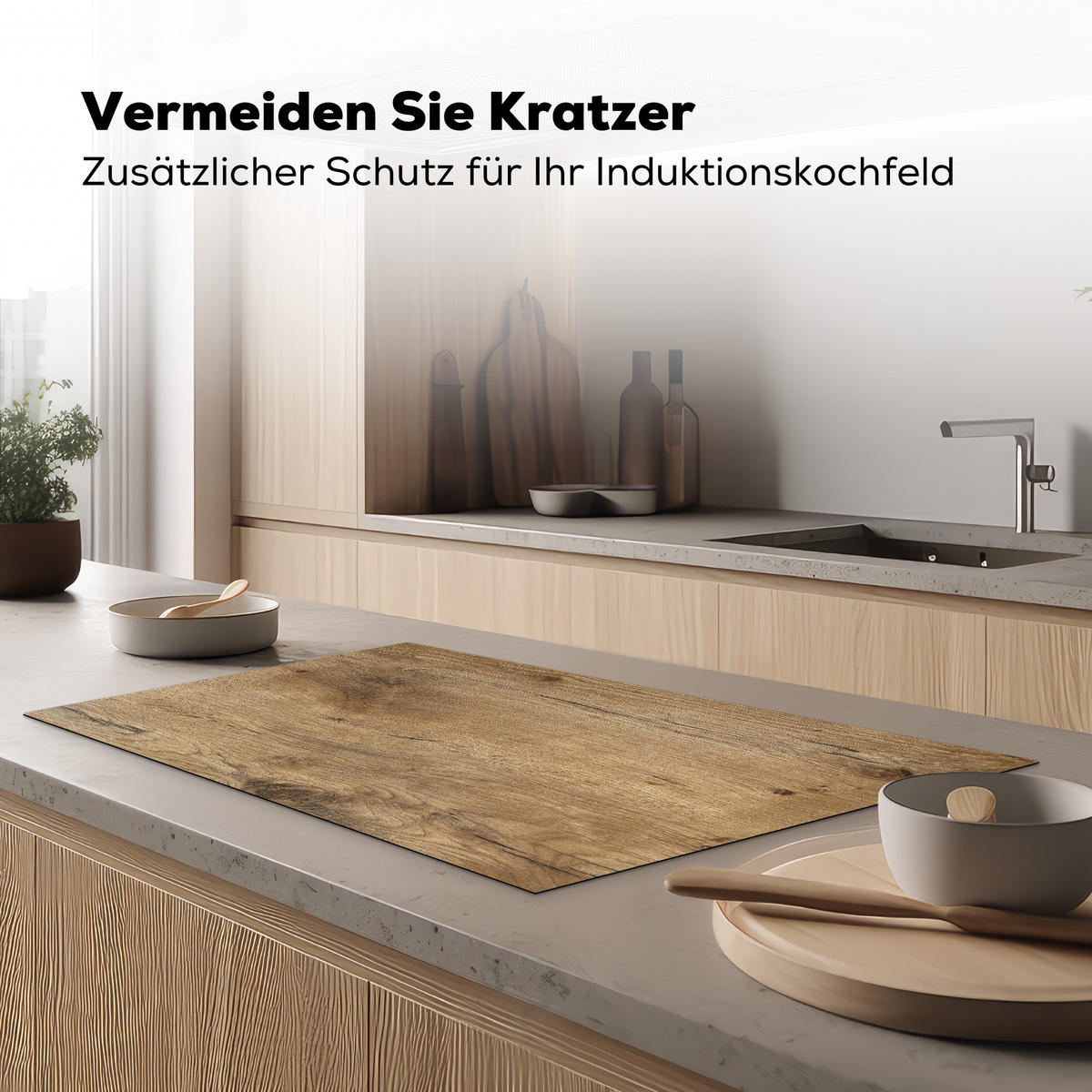 HERDABDECKPLATTE Holz - Braun - Holzoptik 89x51 cm - Eichefarben, Kunststoff (89.6/0.2/51.6cm) - MuchoWow