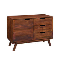 KOMMODE Sheesham 90x40x65 walnuss gewachst MALMÖ 2 #104 - Dunkelbraun, Holz (90/65/40cm) - Massivmoebel24