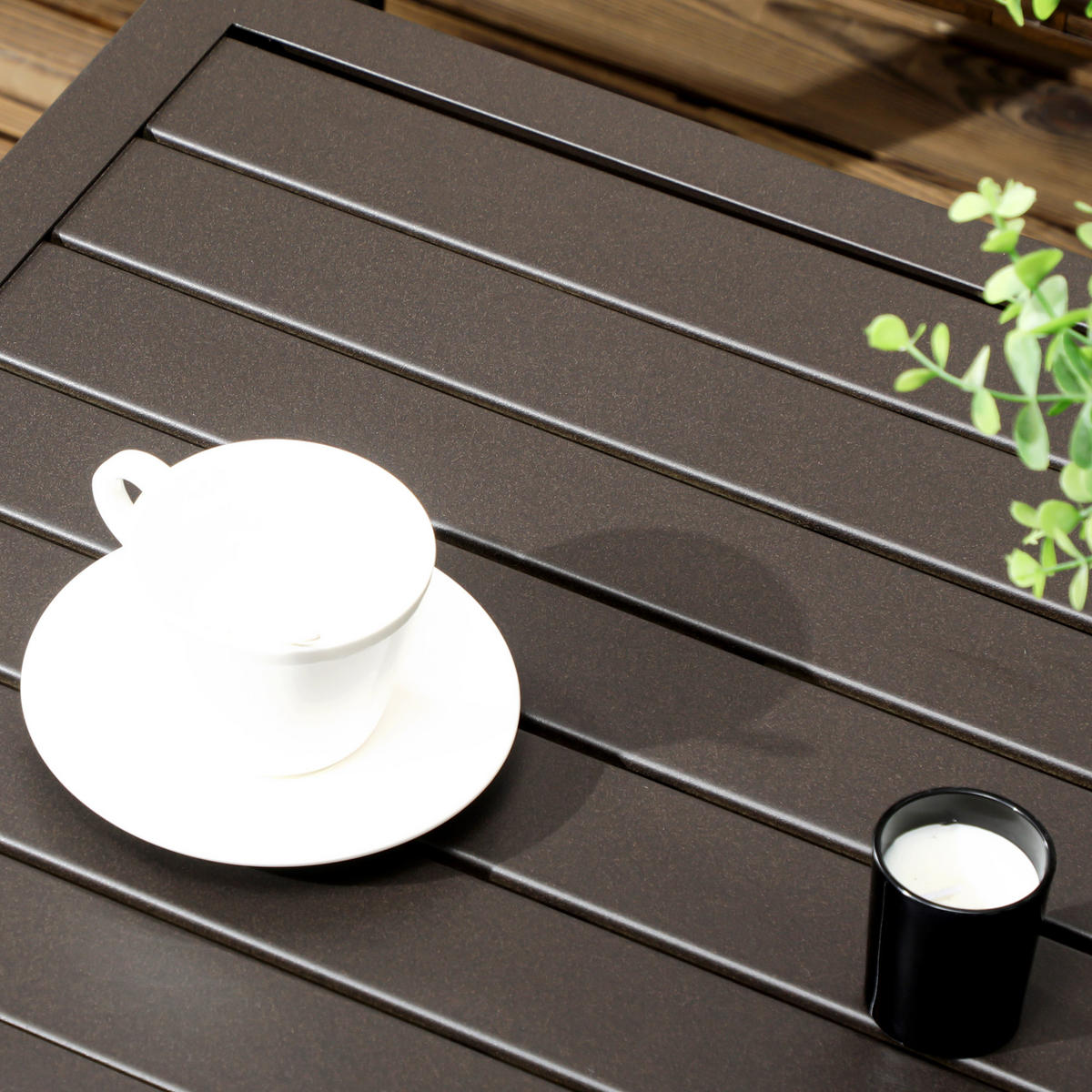 KAFFEETISCH, für Balkon, Braun,Stahl - Braun, Metall (91/51/46cm) - Outsunny