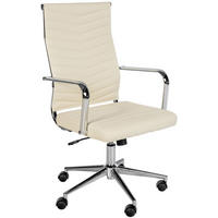 DREHSTUHL Lederlook Creme - Chromfarben/Creme, Textil/Metall (57/100/60cm) - CLP