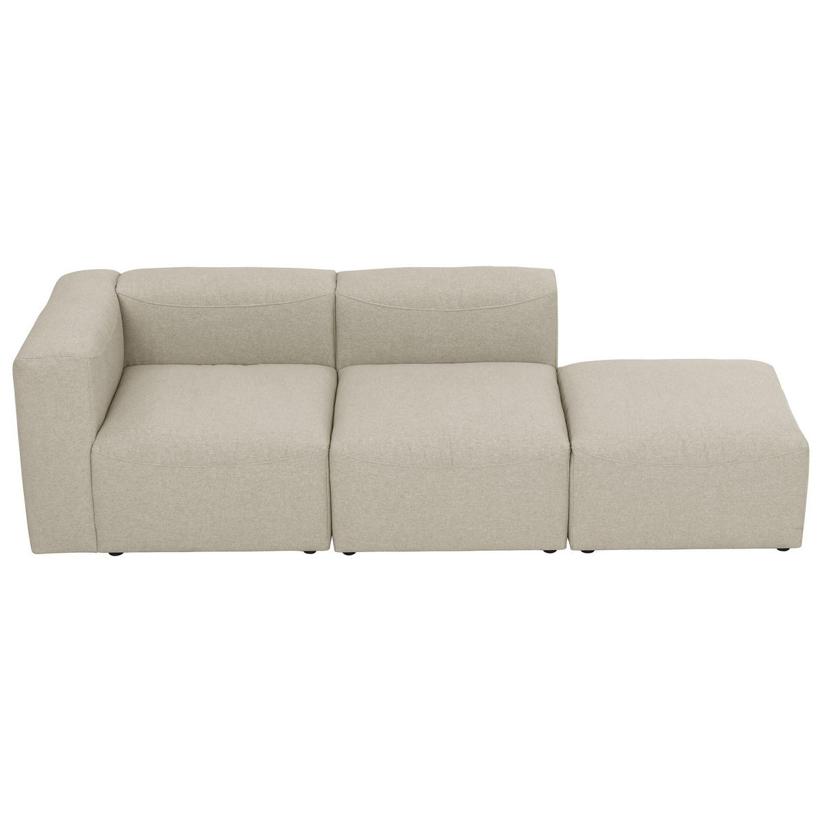 SOFA 2-Sitzer mit Hocker rechts Kattrina Flachgewebe creme - Creme, Kunststoff (100/73/250cm) - 58aufmkessel