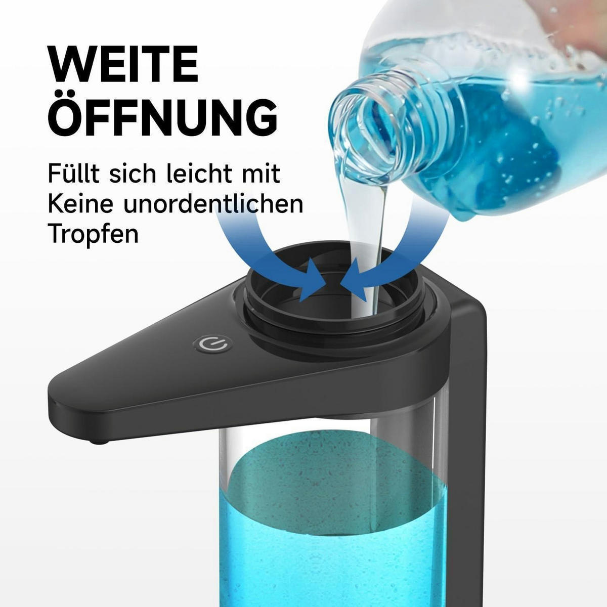 AUTOMATISCHER Seifenspender mit Infrarotsensor 500ml Schwarz - Schwarz, Kunststoff (8.5/23/16cm)
